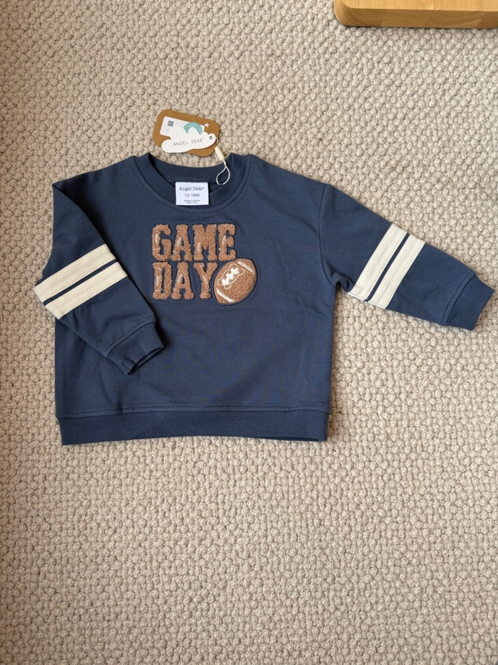 Angel Dear Navy Sweatshirt with 'Game Day' Football Applique